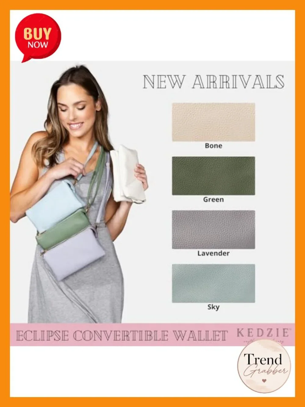 Vegan Leather Convertible Purse Wallet Crossbody Handbag Clutch